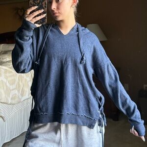 Ocean Drive Navy V-Neck Hoodie Sweater